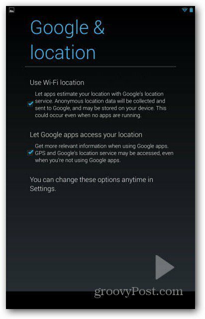 Nexus 7 lietotāju konti - Google atrašanās vieta