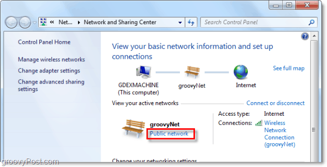 mainīt tīkla Windows 7 tipu, domājams, ka tas savienojas ar