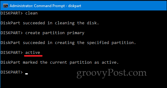 DiskPart Windows 10 komandrinda