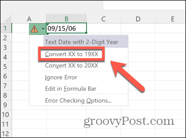 Excel konvertēt uz 1900