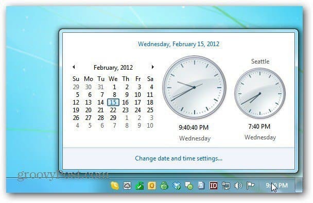 Windows kalendāra pulkstenis