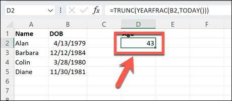 Excel yearfrac rezultāts