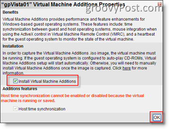 Instalējiet virtuālās mašīnas papildinājumus MS Virtual Server 2005 R2