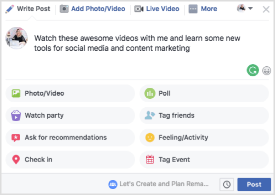 Ja plānojat kopīgot videoklipu sēriju savā Facebook skatīšanās ballītē, skaidri norādiet to apraksta lodziņā.