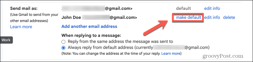 Gmail padarīt par noklusējumu