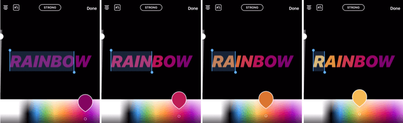 izveidojiet varavīksnes tekstu Instagram stāstos