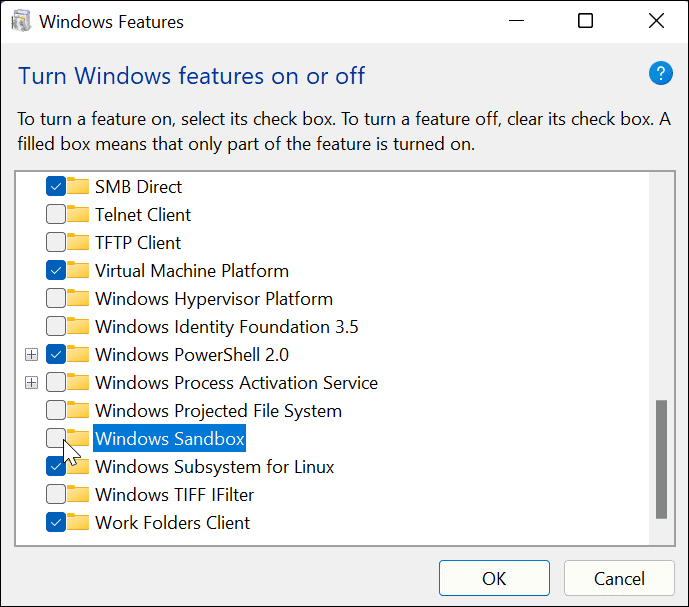 Noņemiet atzīmi no Windows Sandbox