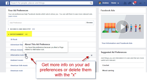 dzēst facebook reklāmu preferenču kategorijas