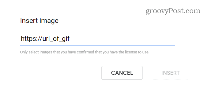 ievietot GIF, izmantojot URL
