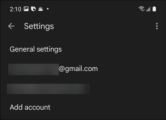 izvēlieties gmail kontu