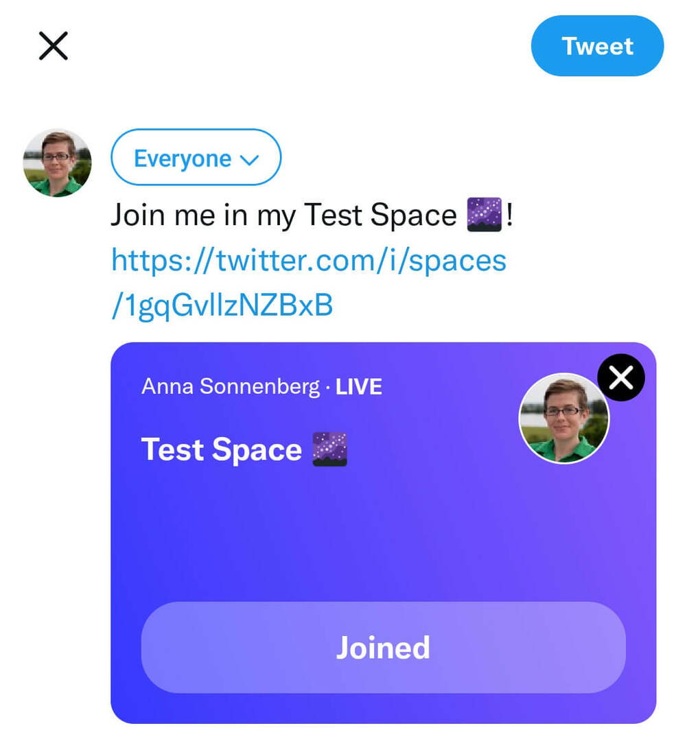 kā-izveidot-twitter-spaces-share-space-tweet-linkedin-facebook-anna-sonnenberg-step-8
