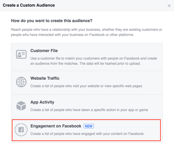 Atlasiet Iesaistīšanās pakalpojumā Facebook, lai iestatītu savu Facebook pielāgoto auditoriju.