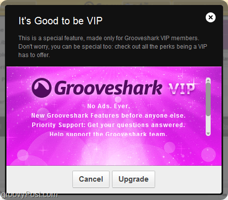 Grooveshark VIP konta priekšrocības