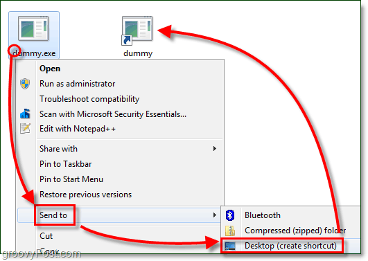 izveidot darbvirsmas sīktēlu Windows 7