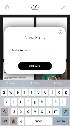 Izveidojiet izvērstā Instagram stāsta 1. darbību, parādot jaunu stāsta ekrānu.