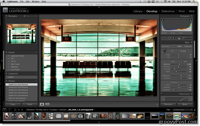 Adobe Lightroom 2 presets ekrāns