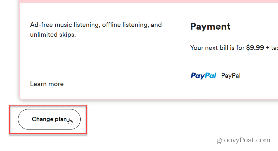 Mainiet maksājuma veidu vietnē Spotify
