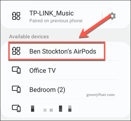 AirPods Android Bluetooth skenēšanas izvēlnē