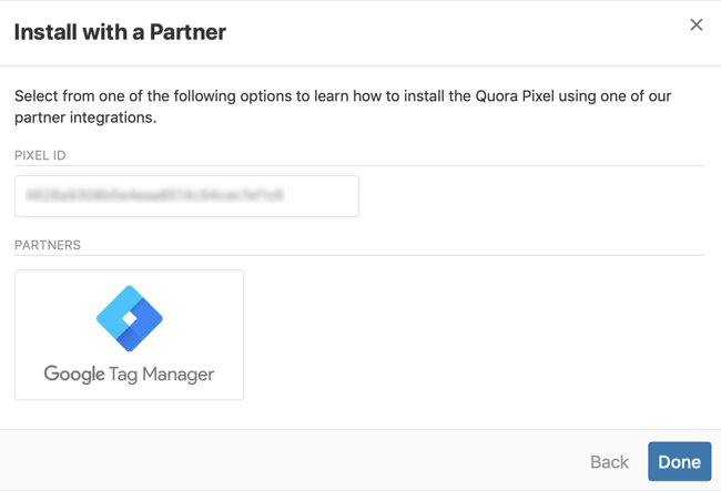 3. solis, kā instalēt Quora pikseļu, izmantojot Google tagu pārvaldnieku