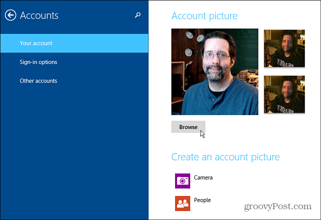Kā nomainīt Windows 8.1 konta attēlu