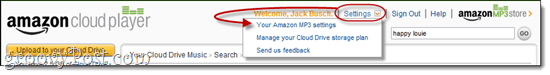 Amazon Cloud Player iestatījumi