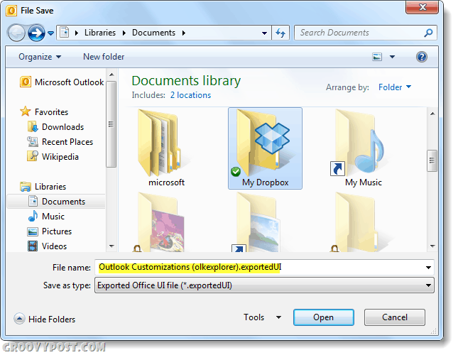 Kā dublēt un atjaunot Office 2010 lentes pielāgojumus