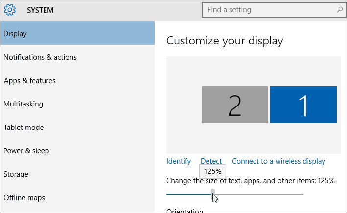 Teksta lieluma iestatījumi Windows 10