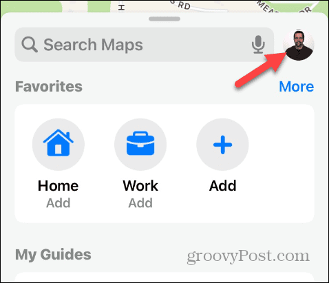 konta ikona pakalpojumā Apple Maps