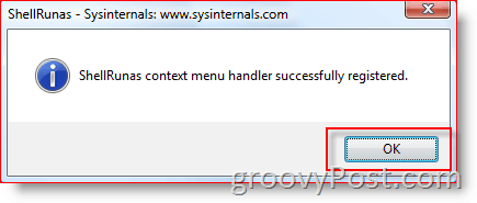 Pievienojiet Palaist kā atšķirīgu lietotāju operētājsistēmas Windows Explorer konteksta izvēlnei operētājsistēmai Vista un Server 2008:: groovyPost.com