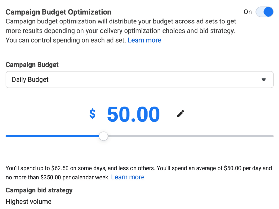 Reklāmu pārvaldnieka sadaļas Kampaņas budžeta optimizācija attēls
