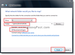 Kartējiet tīkla disku operētājsistēmās Windows Vista un Server 2008 no Windows Explorer