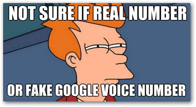 nezināt, vai ir reāls numurs vai viltus google balss numurs