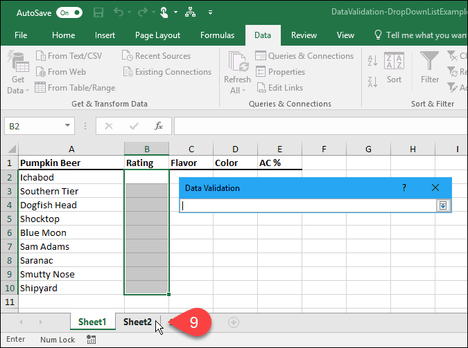 Kā izveidot nolaižamos sarakstus, izmantojot datu validāciju programmā Microsoft Excel