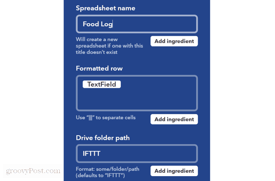 google lapas ifttt darbība