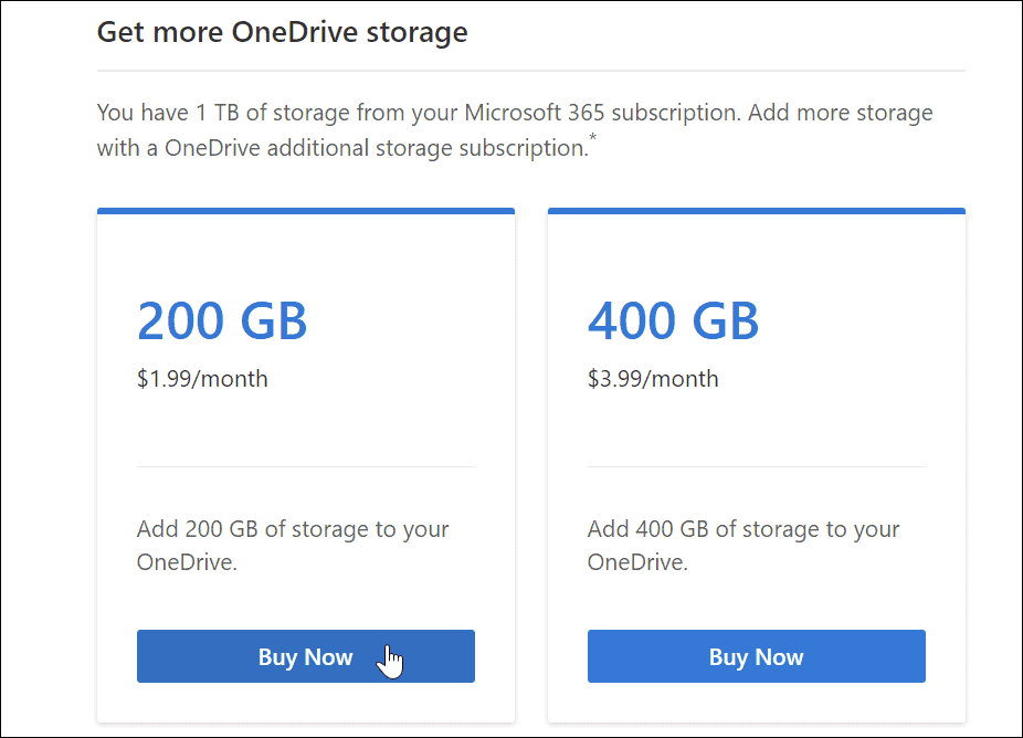 iegūstiet vairāk OneDrive krātuves