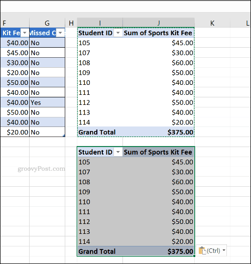 Dublēta šarnīra tabula programmā Microsoft Excel