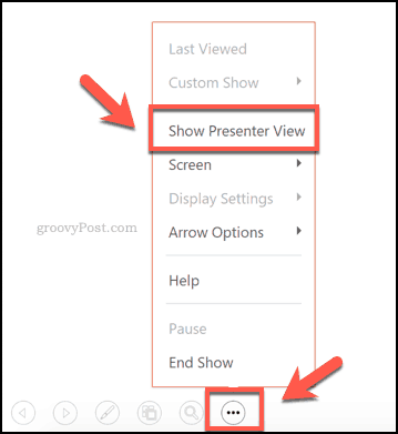 Pārslēgšanās uz režīmu Presenter View programmā PowerPoint