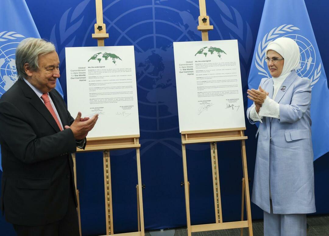 Emine Erdogan tikās ar ANO ģenerālsekretāru nulles atkritumu projekta ietvaros