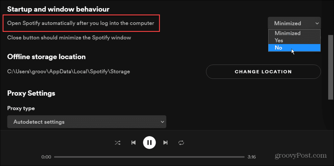 apturēt spotify atvēršanu startēšanas laikā