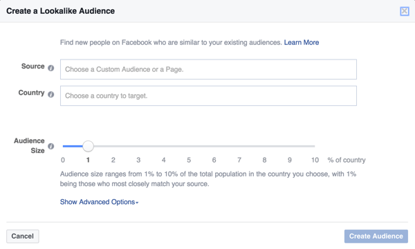 Viena Facebook taktika varētu būt līdzīgas auditorijas izveide, kuras mērķauditorija tiek atlasīta ar jūsu Facebook reklāmām.