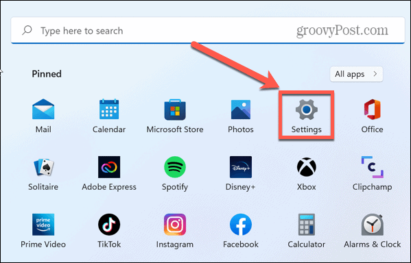 Windows iestatījumu ikona