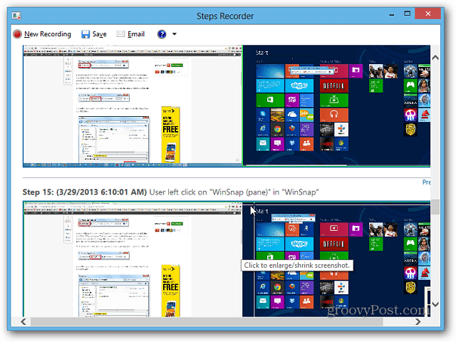 Izmantojiet Steps Recorder operētājsistēmā Windows 8.1, lai novērstu datoru problēmas