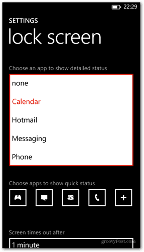 Windows Phone 8 pielāgo bloķēšanas ekrāna lietotnes detalizēto statusu