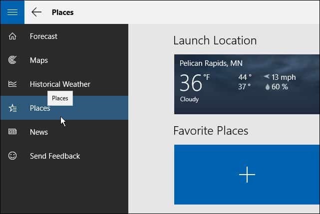 Windows 10 padoms. Laikapstākļu lietotnei pievienojiet vairākas atrašanās vietas