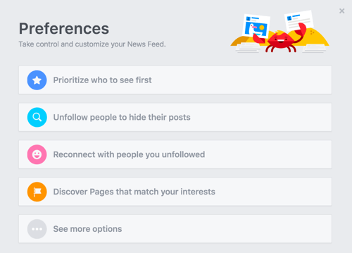 pielāgot facebook ziņu plūsmas preferences