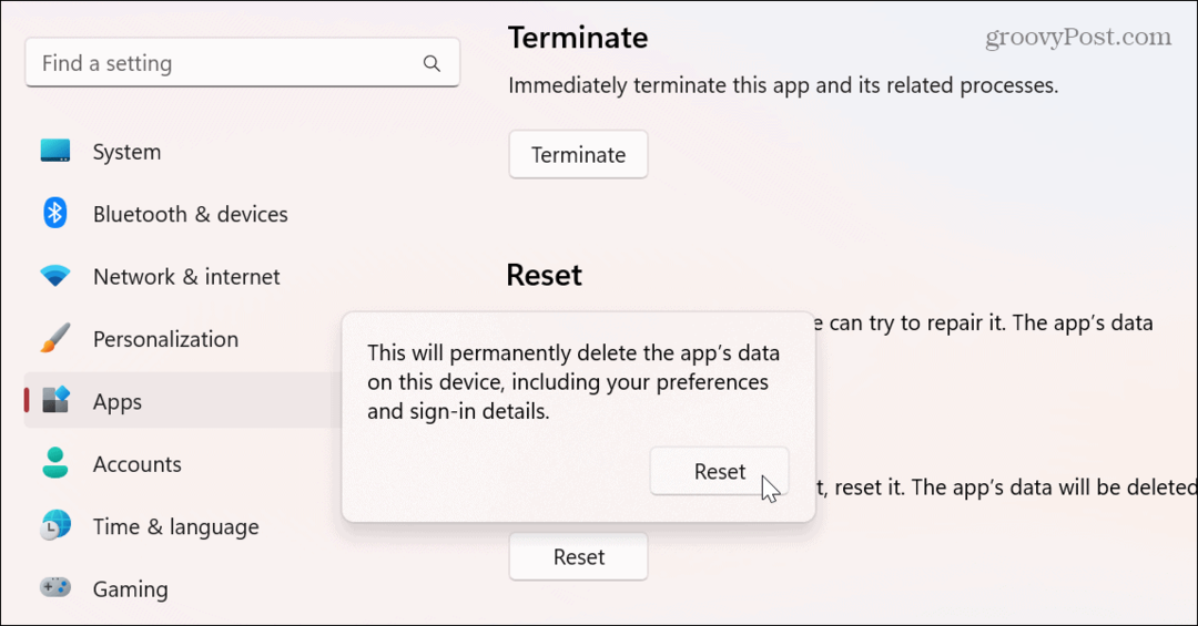 Atiestatiet iestatījumu lietotni operētājsistēmā Windows 11