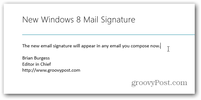Mainiet noklusējuma parakstu sistēmā Windows 8 Mail