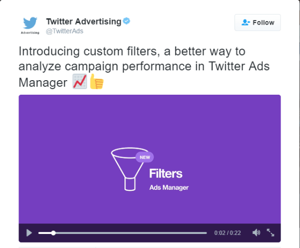 twitter reklāmu pārvaldnieka pielāgotie filtri