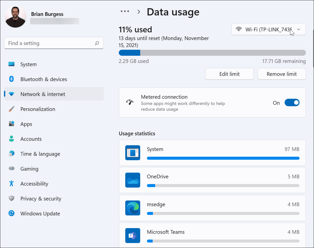 Kā iestatīt mērītu savienojumu operētājsistēmā Windows 11