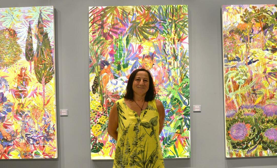 Zeliha Akçaoğlu gleznu izstāde "Secret Gardens" atrodas Ziraat Bank Çukurambar mākslas galerijā